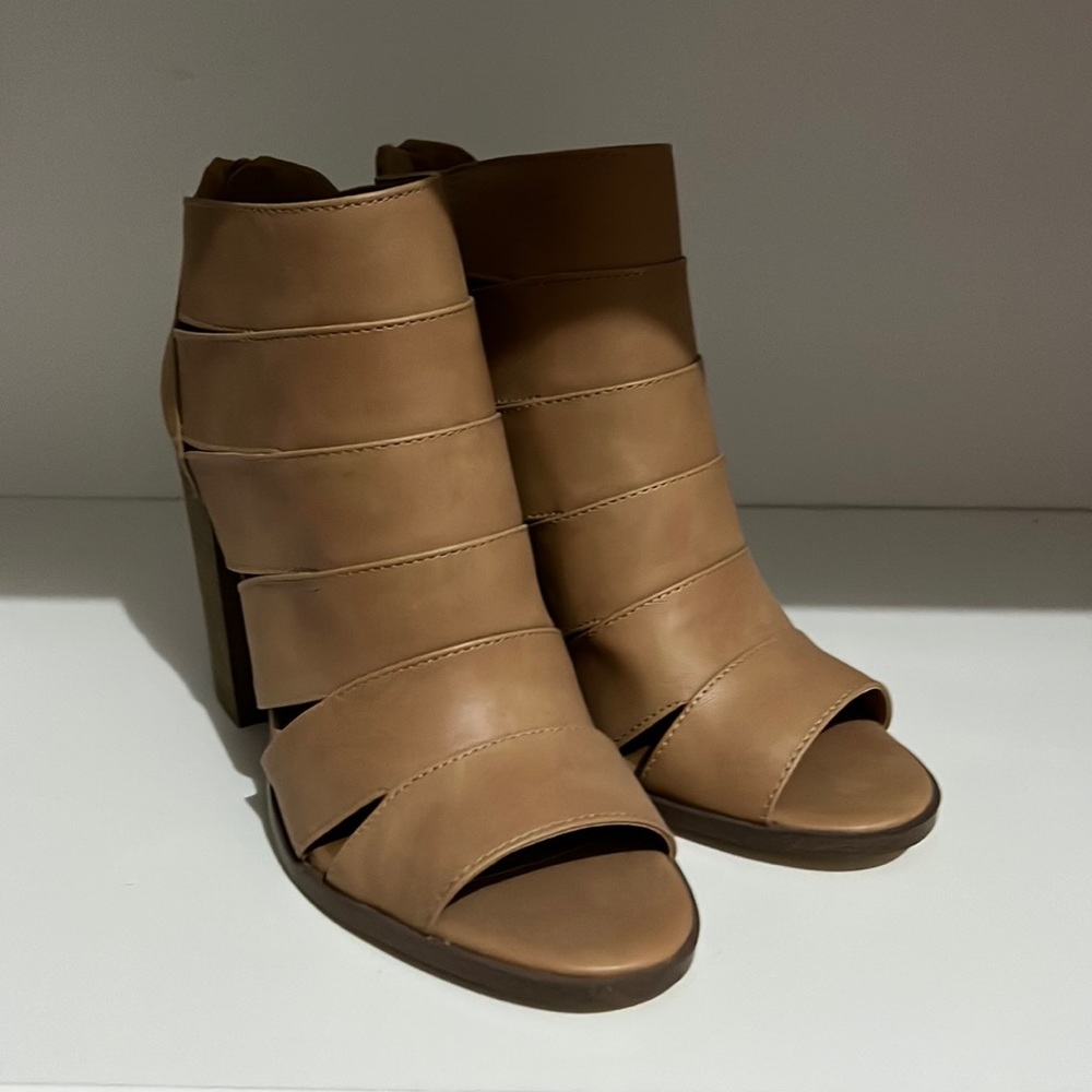 Camel Open Toe Booties - image 1